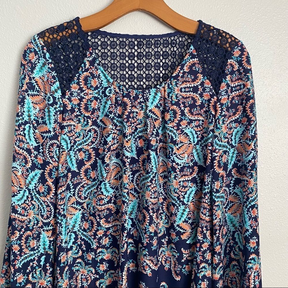 SEQUIN HEARTS boho 3/4 sleeve accented dress - Picture 2 of 10
